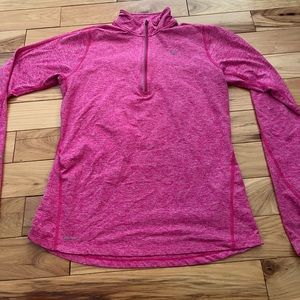 Nike Womens Heather Pink Long Sleeve Quarter Zip Dri-Fit Size M